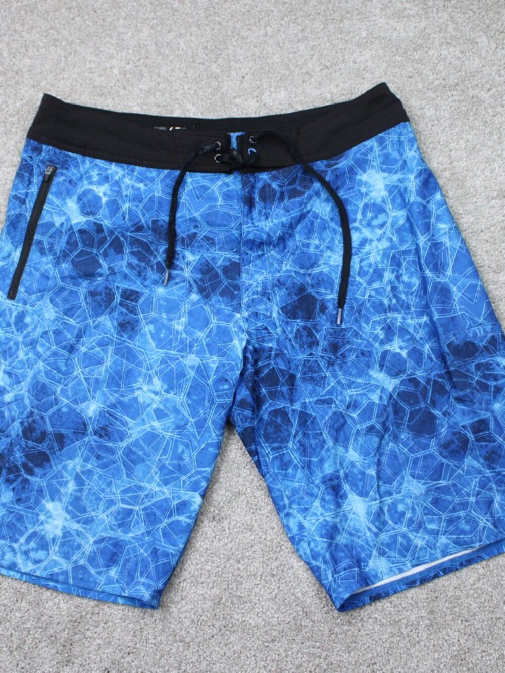 Pelagic Board Shorts Mens 36 Blue Digital Camo 12" Hydro-Lite Fishing Drawstring